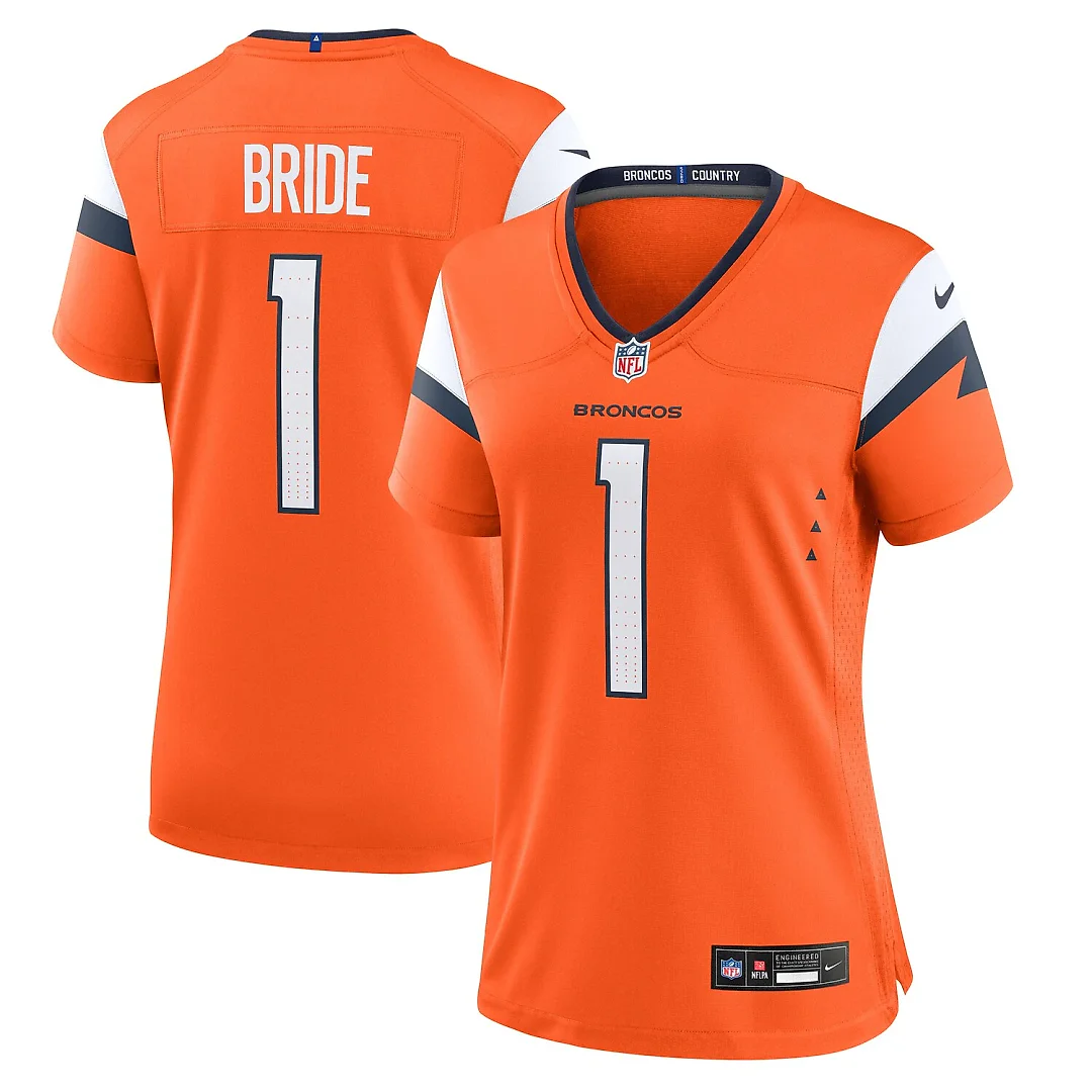 Zennovawear Number 1 Bride Denver Broncos Women's Game Jersey - Orange