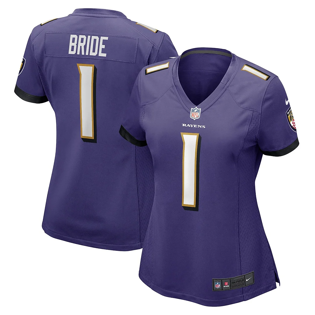Zennovawear Number 1 Bride Baltimore Ravens Women's Game Jersey - Purple