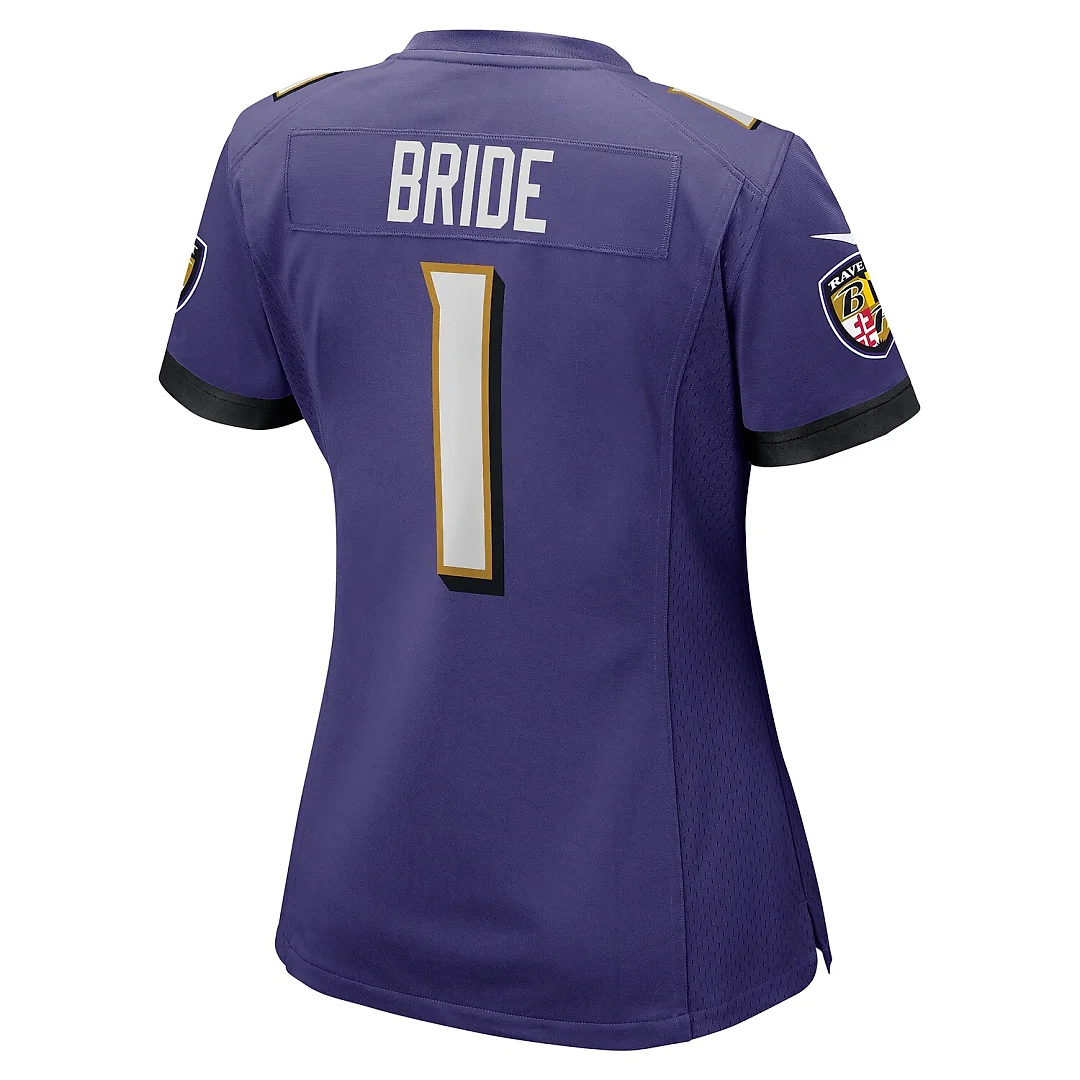Zennovawear Number 1 Bride Baltimore Ravens Women's Game Jersey - Purple