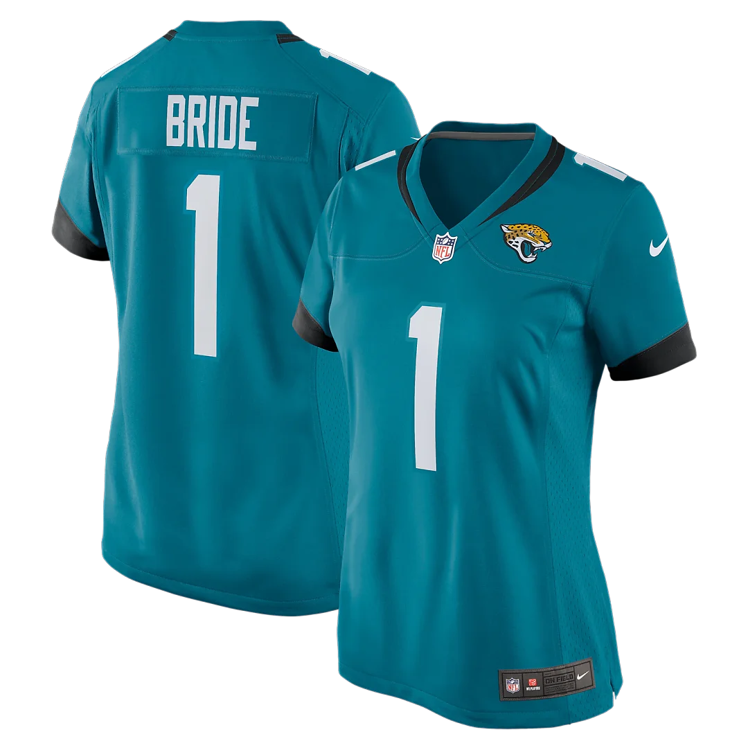 Zennovawear Number 1 Bride Jacksonville Jaguars Women's Game Jersey - Teal