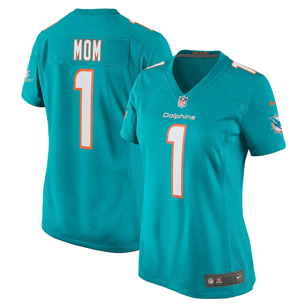Zennovawear Number 1 Mom Miami Dolphins Women's Game Jersey - Aqua
