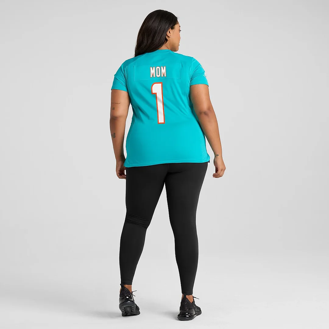 Zennovawear Number 1 Mom Miami Dolphins Women's Game Jersey - Aqua