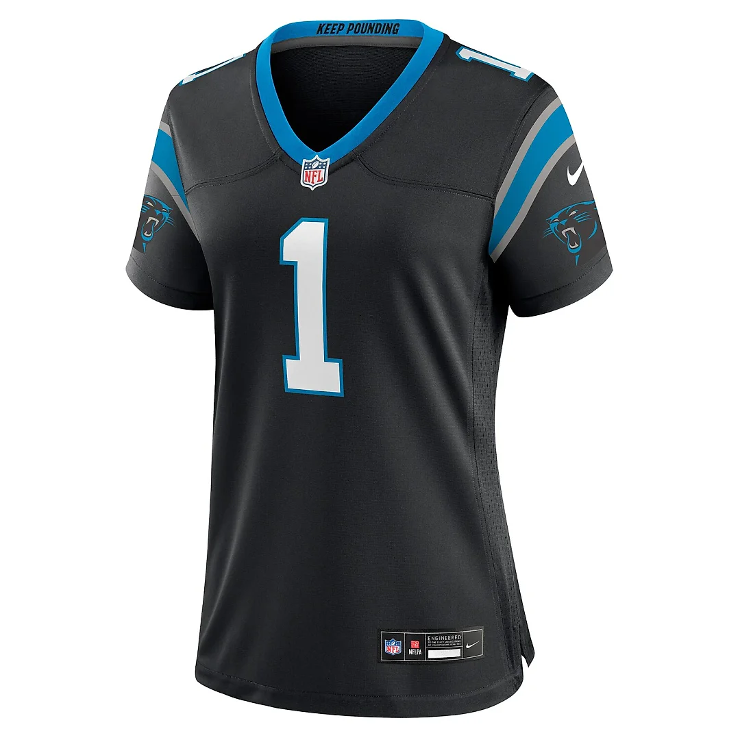 Zennovawear Number 1 Mom Carolina Panthers Women's Game Jersey - Black