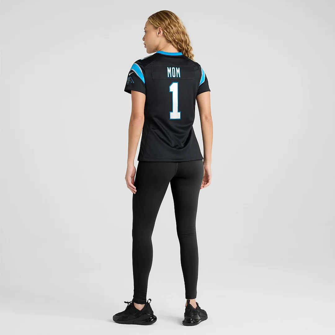 Zennovawear Number 1 Mom Carolina Panthers Women's Game Jersey - Black