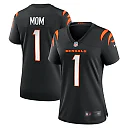 Zennovawear Number 1 Mom Cincinnati Bengals Women's Game Jersey - Black