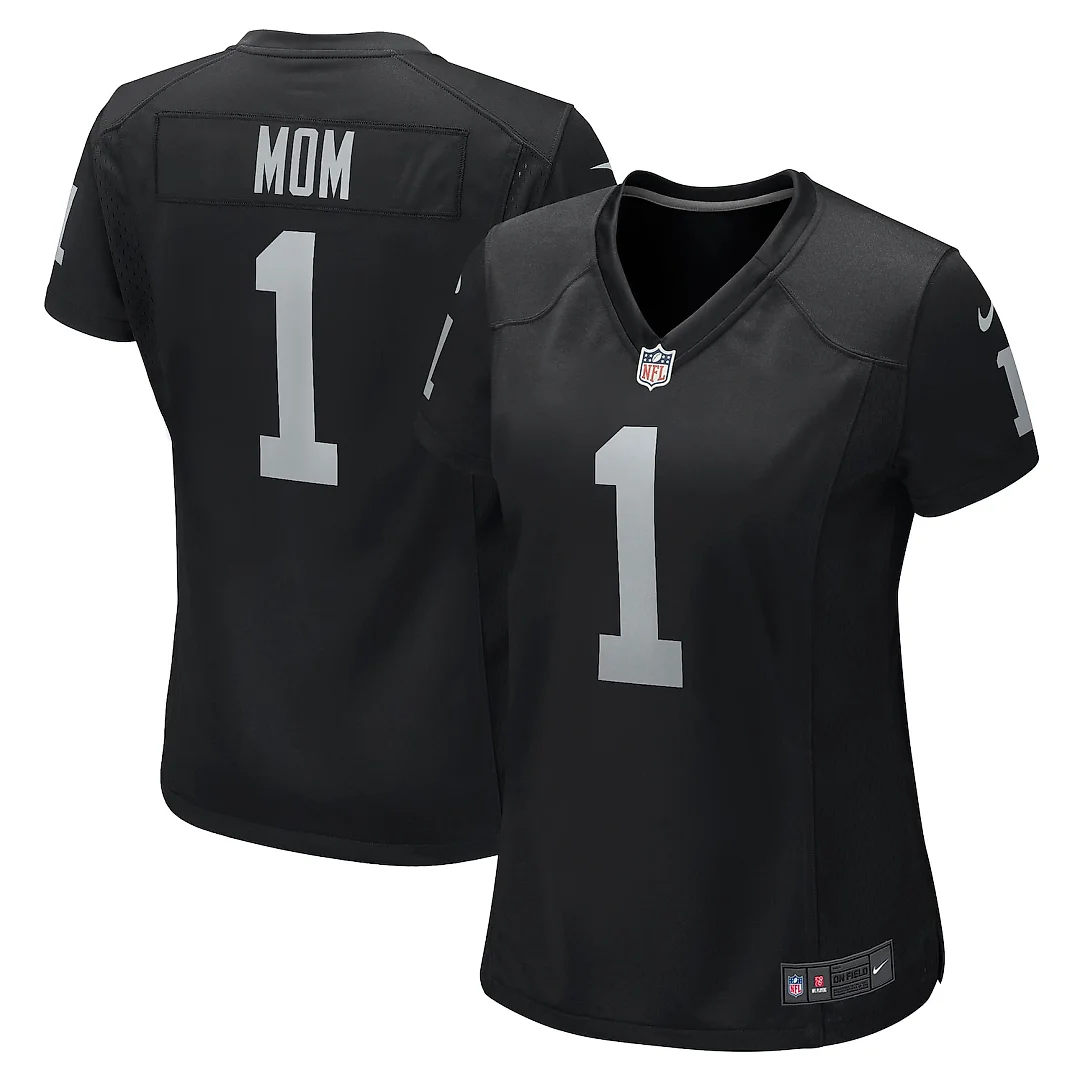 Zennovawear Number 1 Mom Las Vegas Raiders Women's Game Jersey - Black