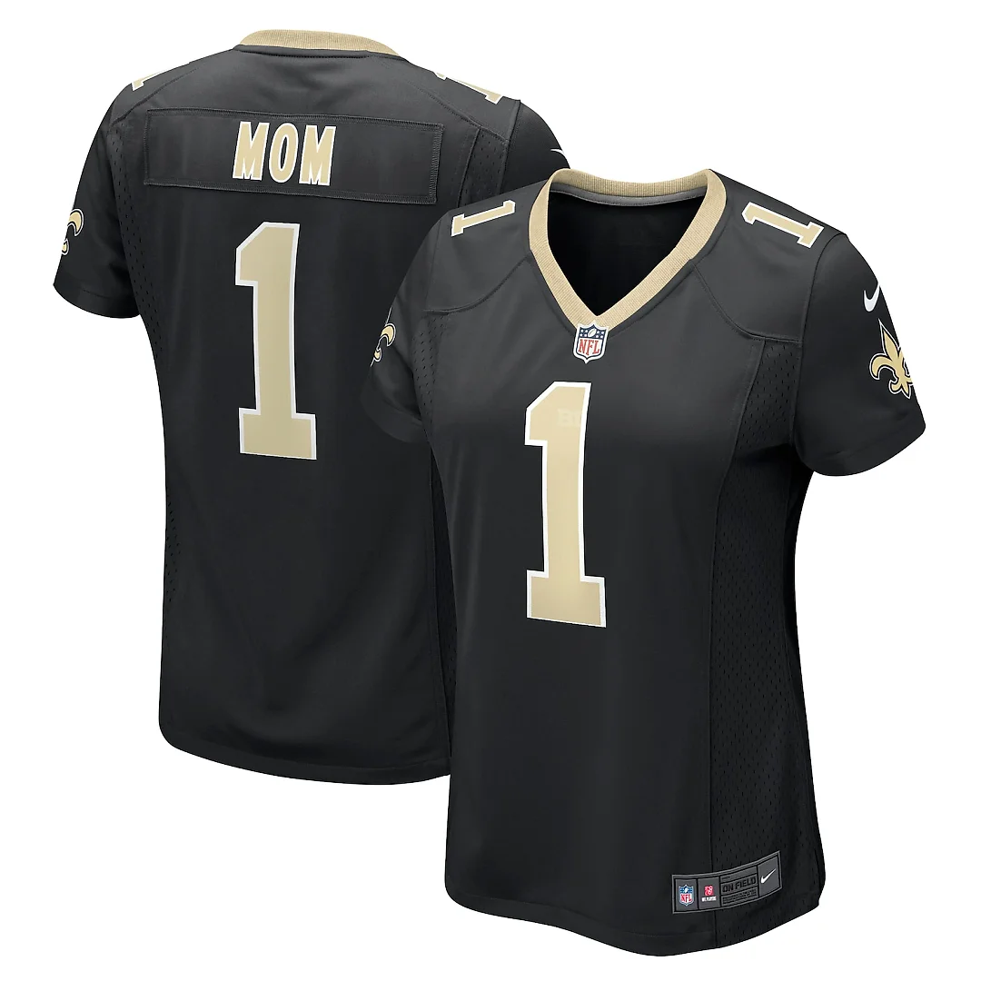 Zennovawear Number 1 Mom New Orleans Saints Women's Game Jersey - Black