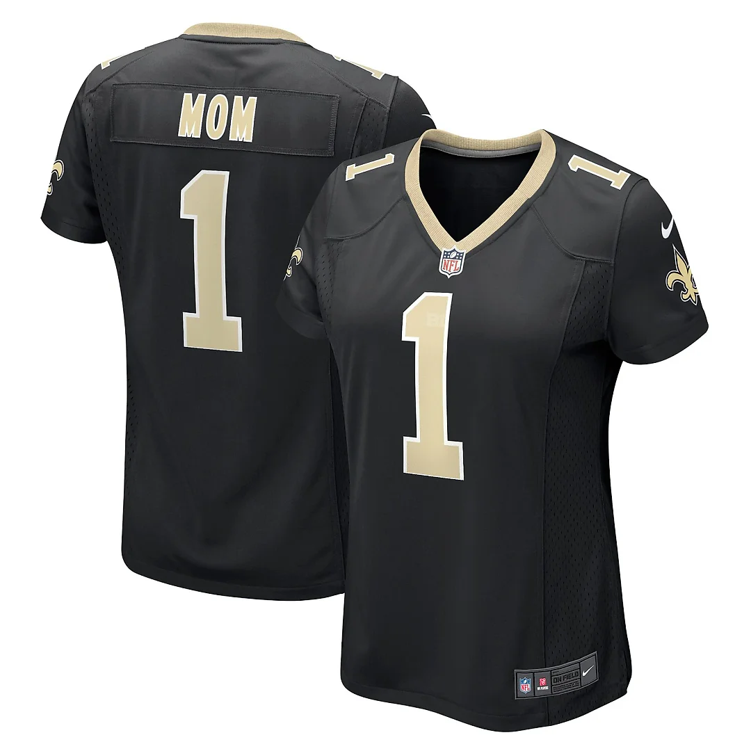 Zennovawear Number 1 Mom New Orleans Saints Women's Game Jersey - Black