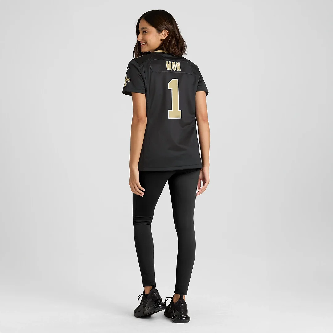 Zennovawear Number 1 Mom New Orleans Saints Women's Game Jersey - Black
