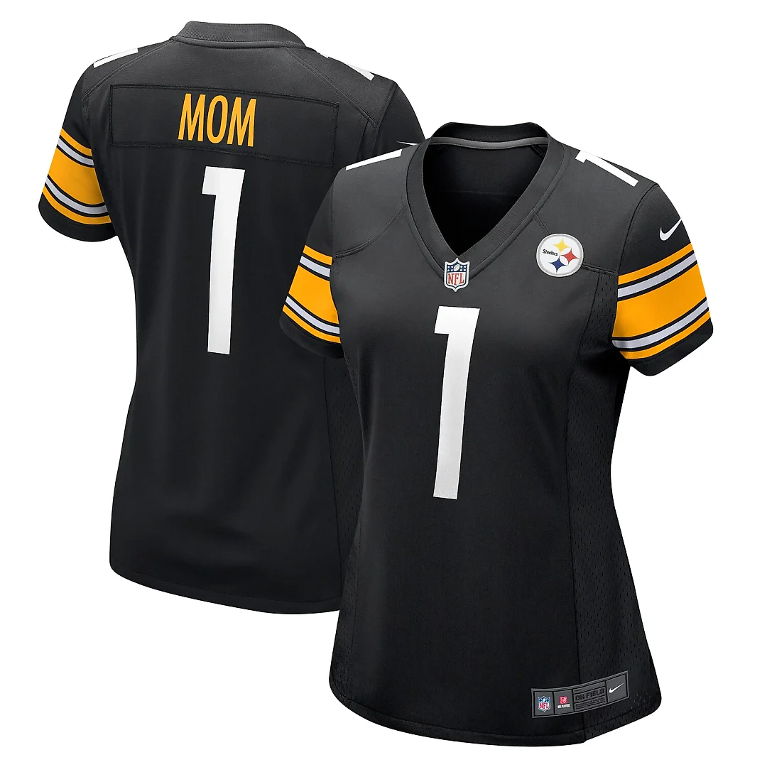 Zennovawear Number 1 Mom Pittsburgh Steelers Women's Game Jersey - Black