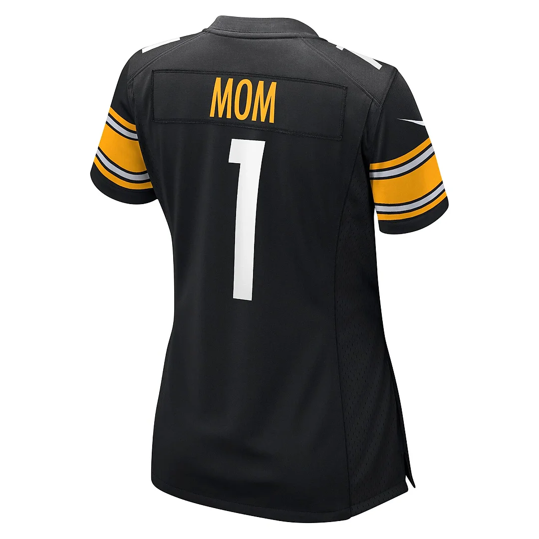 Zennovawear Number 1 Mom Pittsburgh Steelers Women's Game Jersey - Black