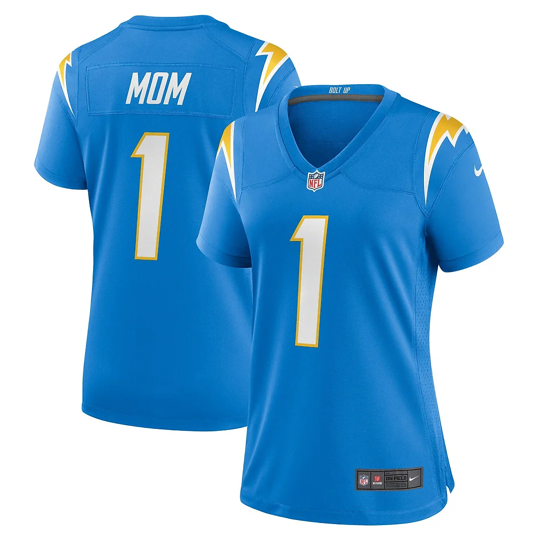 Zennovawear Number 1 Mom Los Angeles Chargers Women's Game Jersey - Powder Blue