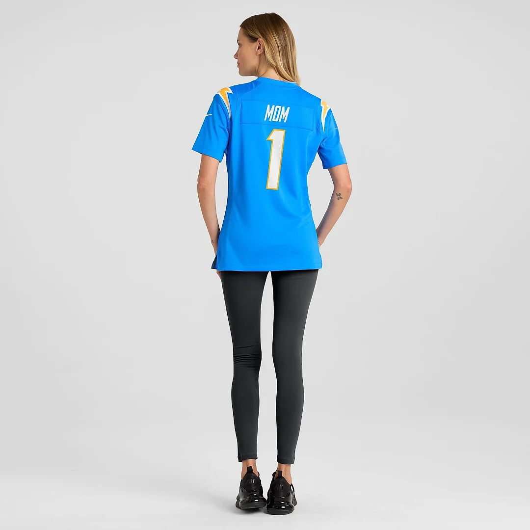 Zennovawear Number 1 Mom Los Angeles Chargers Women's Game Jersey - Powder Blue