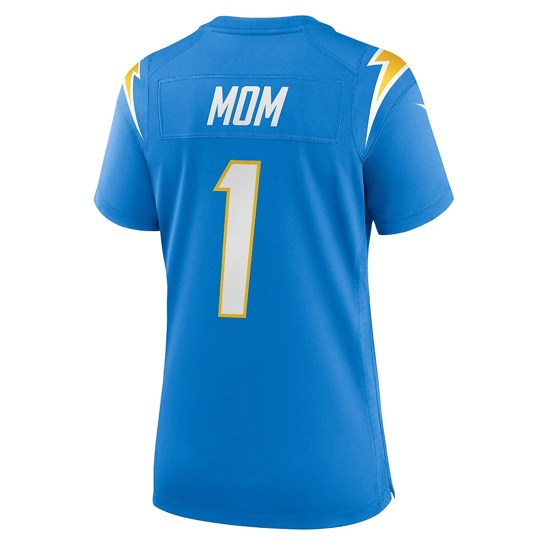 Zennovawear Number 1 Mom Los Angeles Chargers Women's Game Jersey - Powder Blue