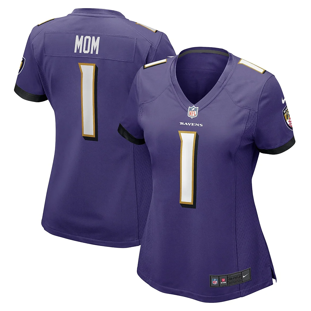 Zennovawear Number 1 Mom Baltimore Ravens Women's Game Jersey - Purple