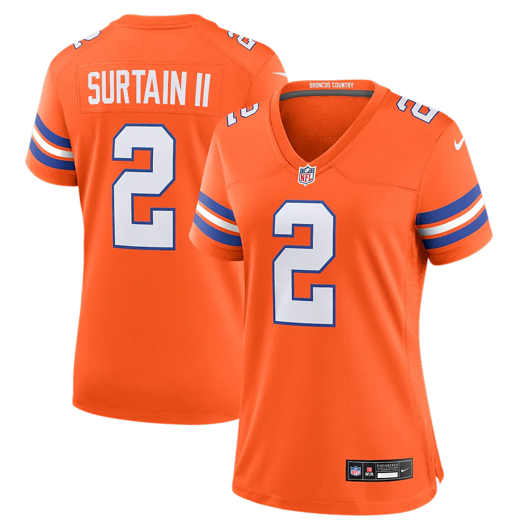 Zennovawear Patrick Surtain II Denver Broncos Women's Mile High Collection 1977 Throwback Player Game Jersey - Orange