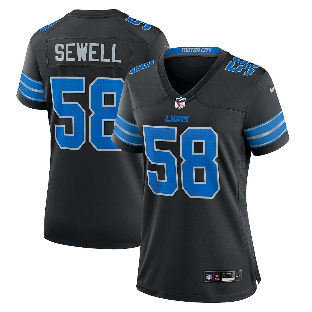 Zennovawear Penei Sewell Detroit Lions Women's 2nd Alternate Game Jersey - Black