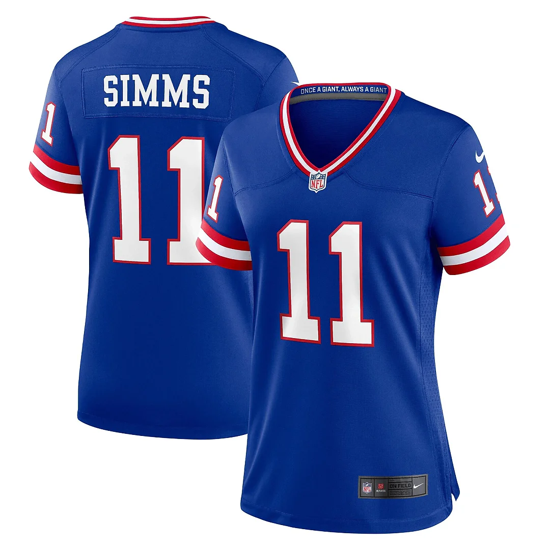 Zennovawear Phil Simms New York Giants Women's Classic Retired Player Game Jersey - Royal