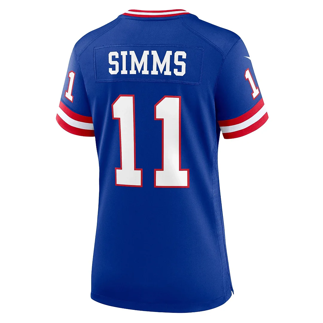 Zennovawear Phil Simms New York Giants Women's Classic Retired Player Game Jersey - Royal