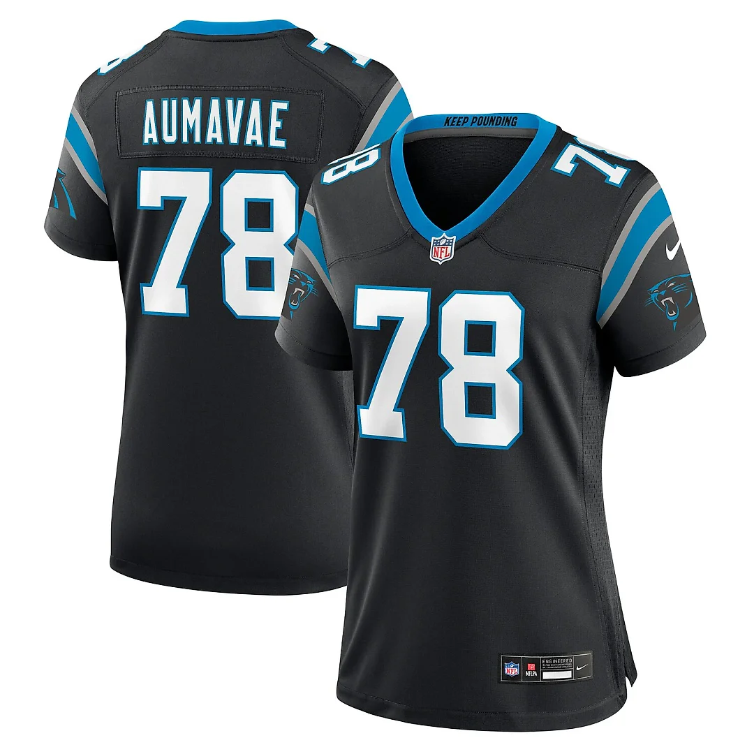Zennovawear Popo Aumavae Carolina Panthers Women's Team Game Jersey - Black