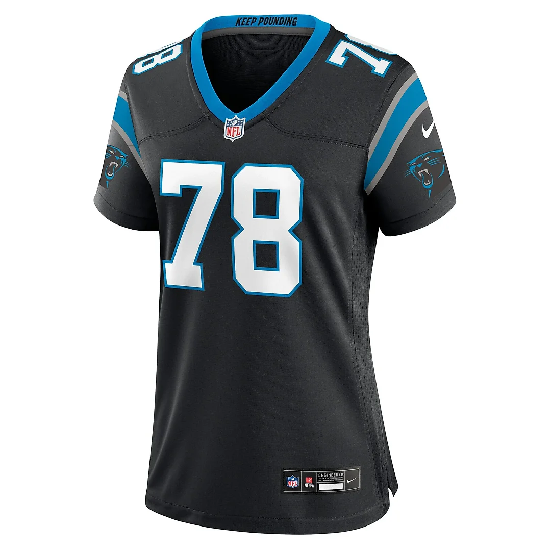 Zennovawear Popo Aumavae Carolina Panthers Women's Team Game Jersey - Black