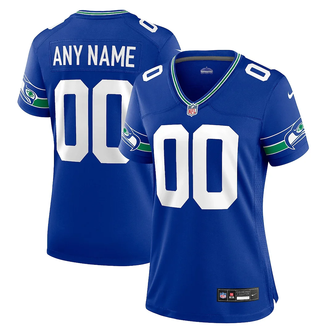 Zennovawear Seattle Seahawks Women's Throwback Custom Jersey - Royal