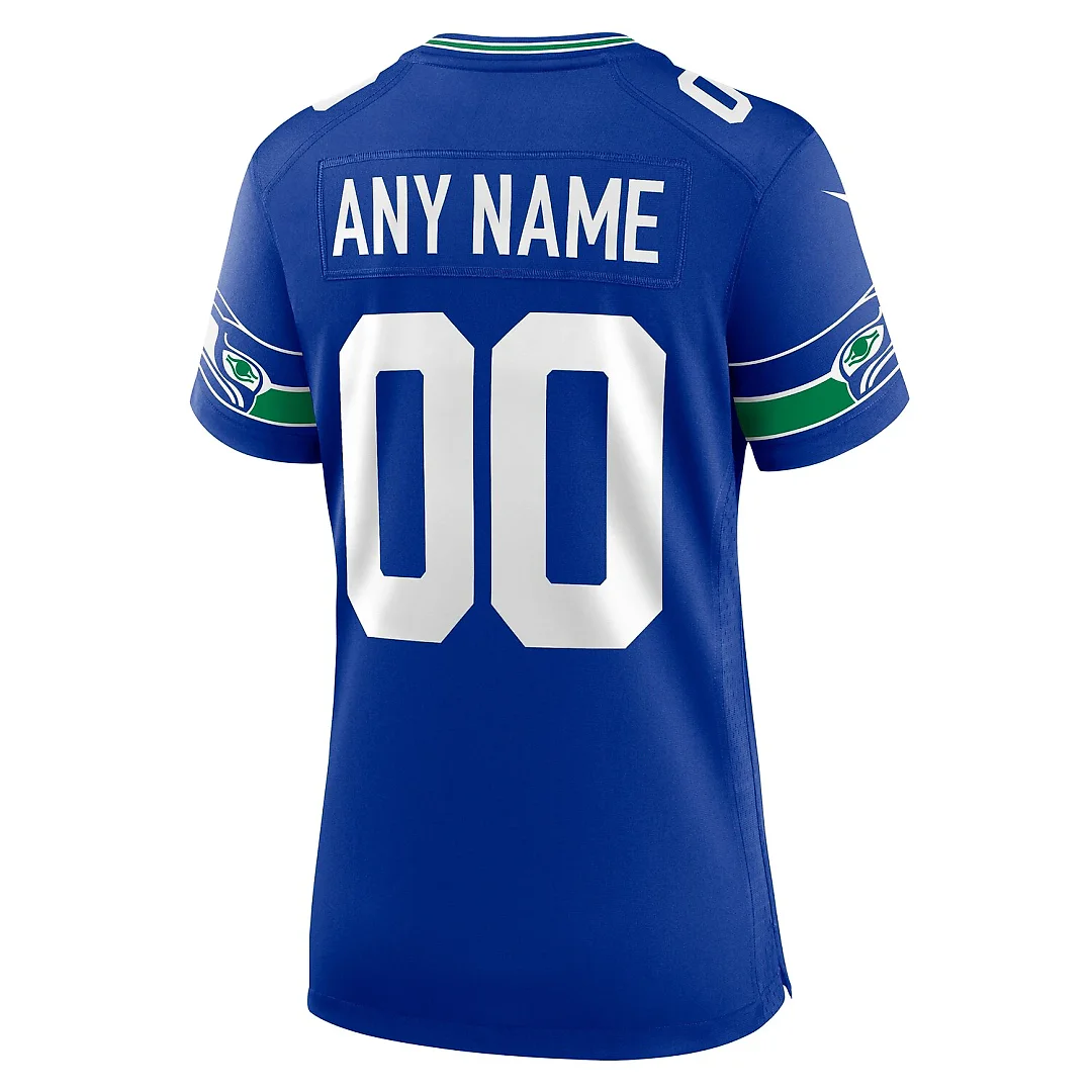 Zennovawear Seattle Seahawks Women's Throwback Custom Jersey - Royal