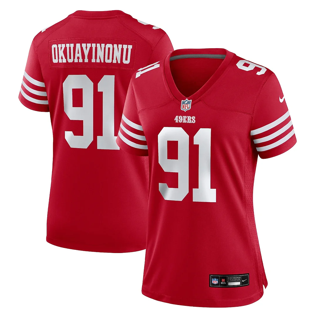 Zennovawear Sam Okuayinonu San Francisco 49ers Women's Team Game Jersey - Scarlet