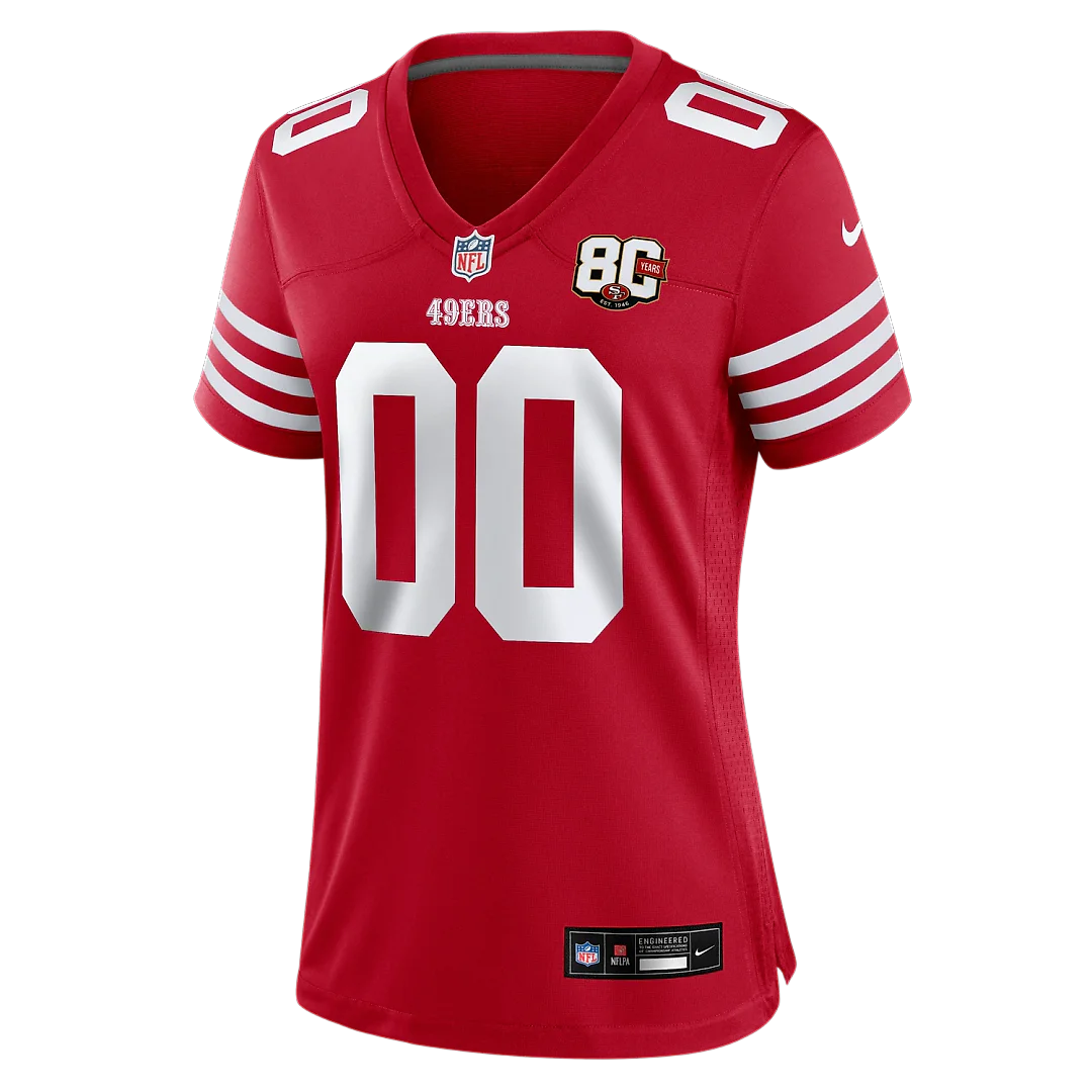 Zennovawear San Francisco 49ers Women's 80th Anniversary Custom Game Jersey - Scarlet