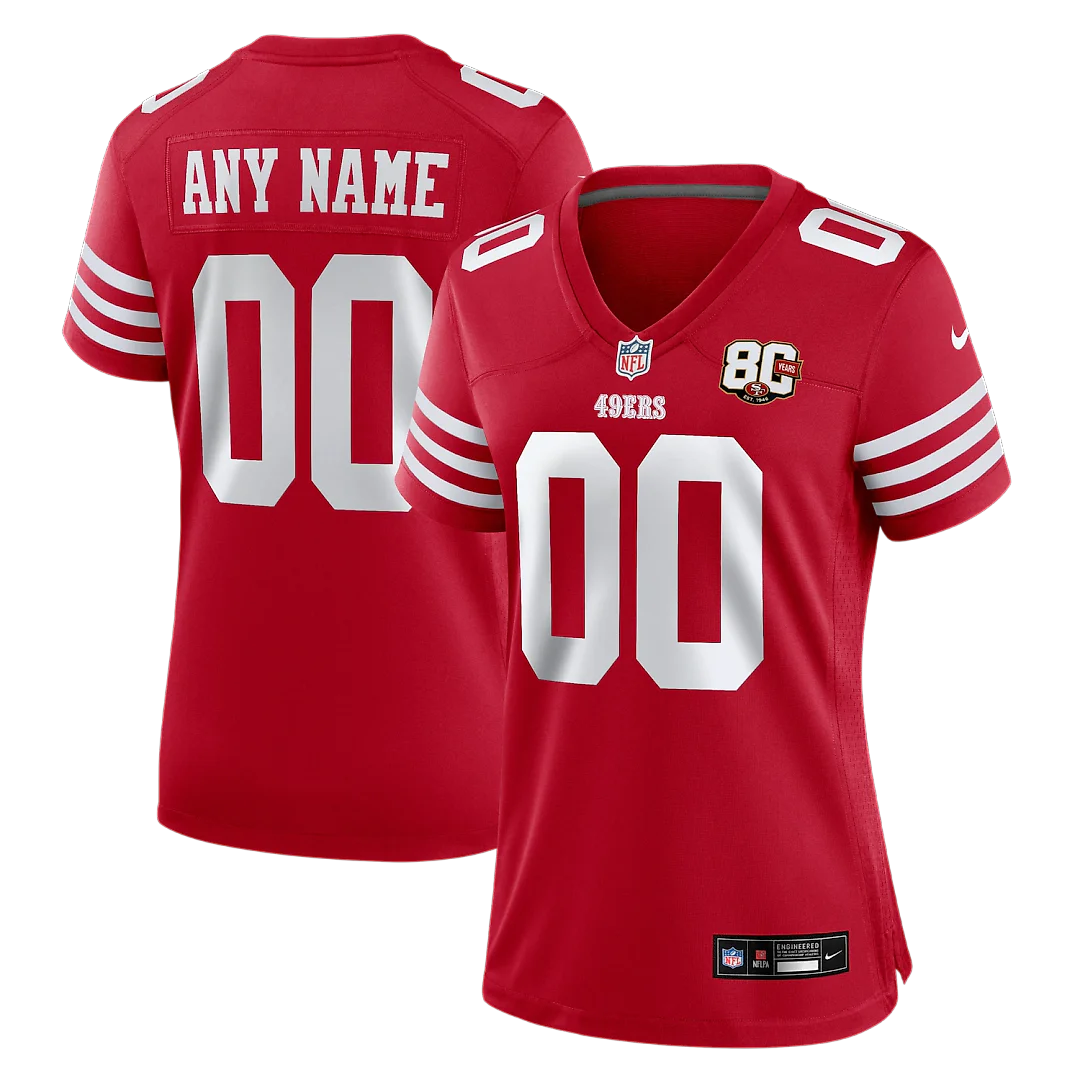 Zennovawear San Francisco 49ers Women's 80th Anniversary Custom Game Jersey - Scarlet