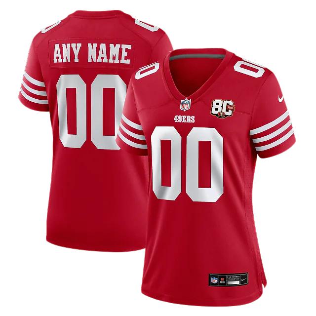 Zennovawear San Francisco 49ers Women's 80th Anniversary Custom Game Jersey - Scarlet