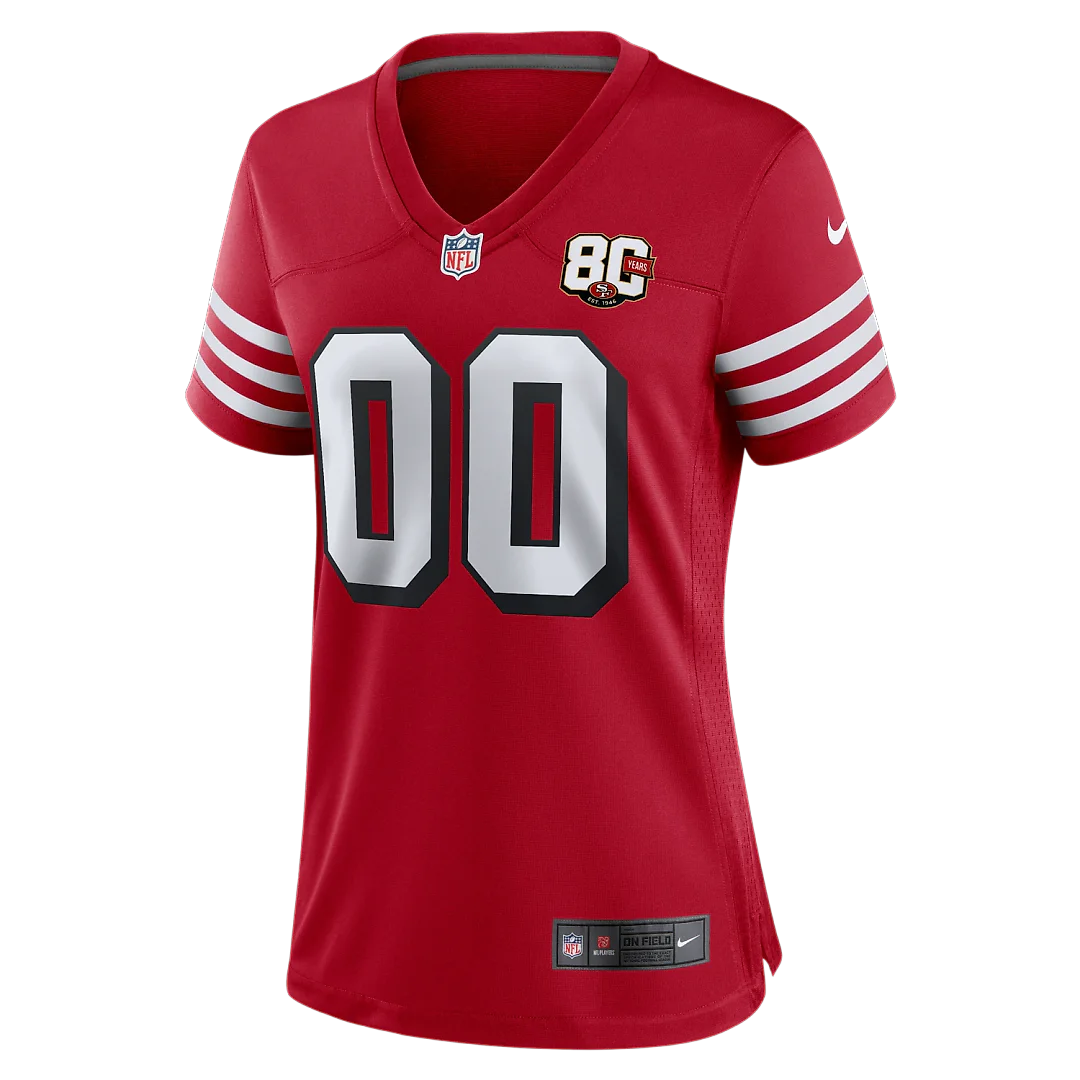 Zennovawear San Francisco 49ers Women's 80th Anniversary Alternate Custom Game Jersey - Scarlet