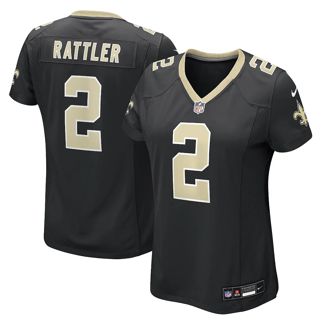 Zennovawear Spencer Rattler New Orleans Saints Women's Team Game Jersey - Black