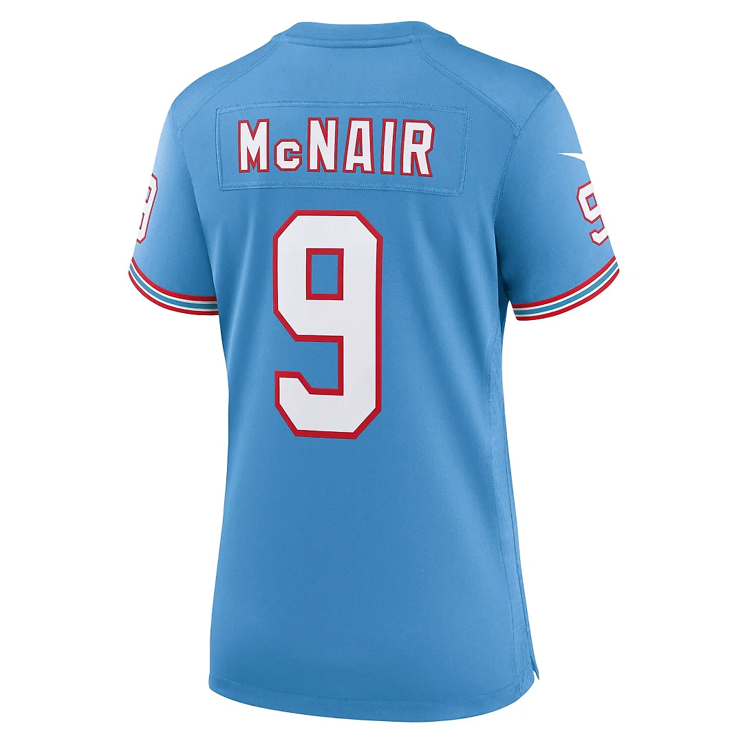Zennovawear Steve McNair Tennessee Titans Women's Oilers Throwback Retired Player Game Jersey - Light Blue