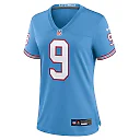 Zennovawear Steve McNair Tennessee Titans Women's Oilers Throwback Retired Player Game Jersey - Light Blue