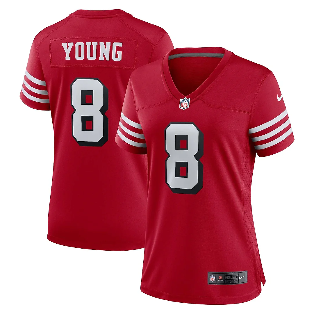 Zennovawear Steve Young San Francisco 49ers Women's Alternate Game Jersey - Scarlet