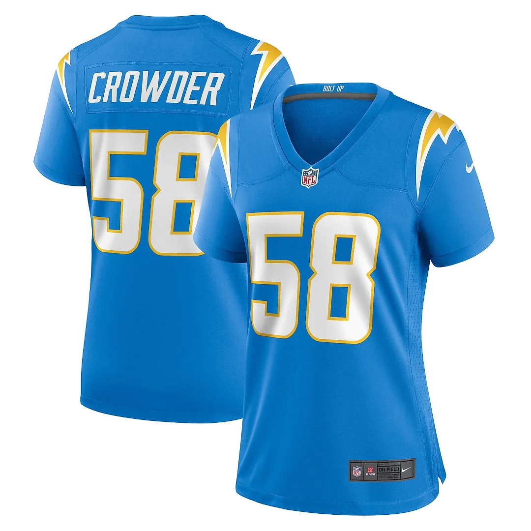 Zennovawear Tae Crowder Los Angeles Chargers Women's Team Game Jersey - Powder Blue