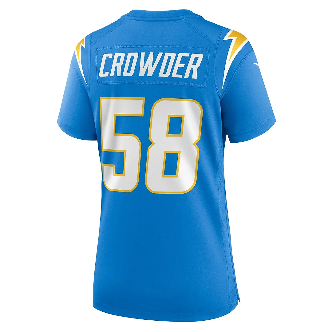 Zennovawear Tae Crowder Los Angeles Chargers Women's Team Game Jersey - Powder Blue