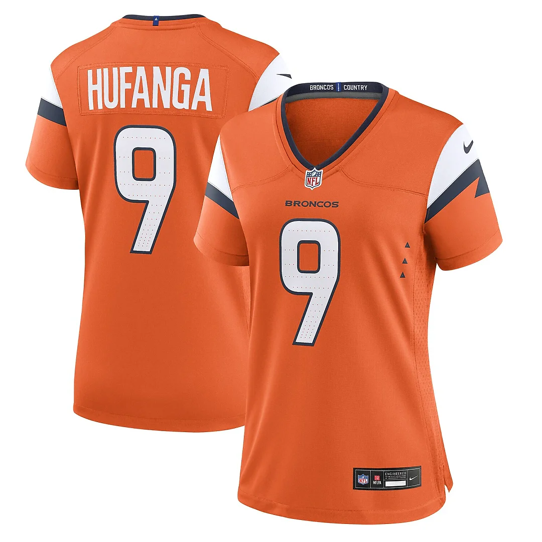 Zennovawear Talanoa Hufanga Denver Broncos Women's Team Game Jersey - Orange