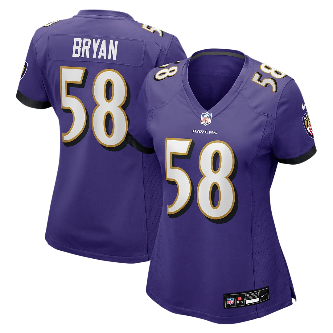 Zennovawear Taven Bryan Baltimore Ravens Women's Team Game Jersey - Purple