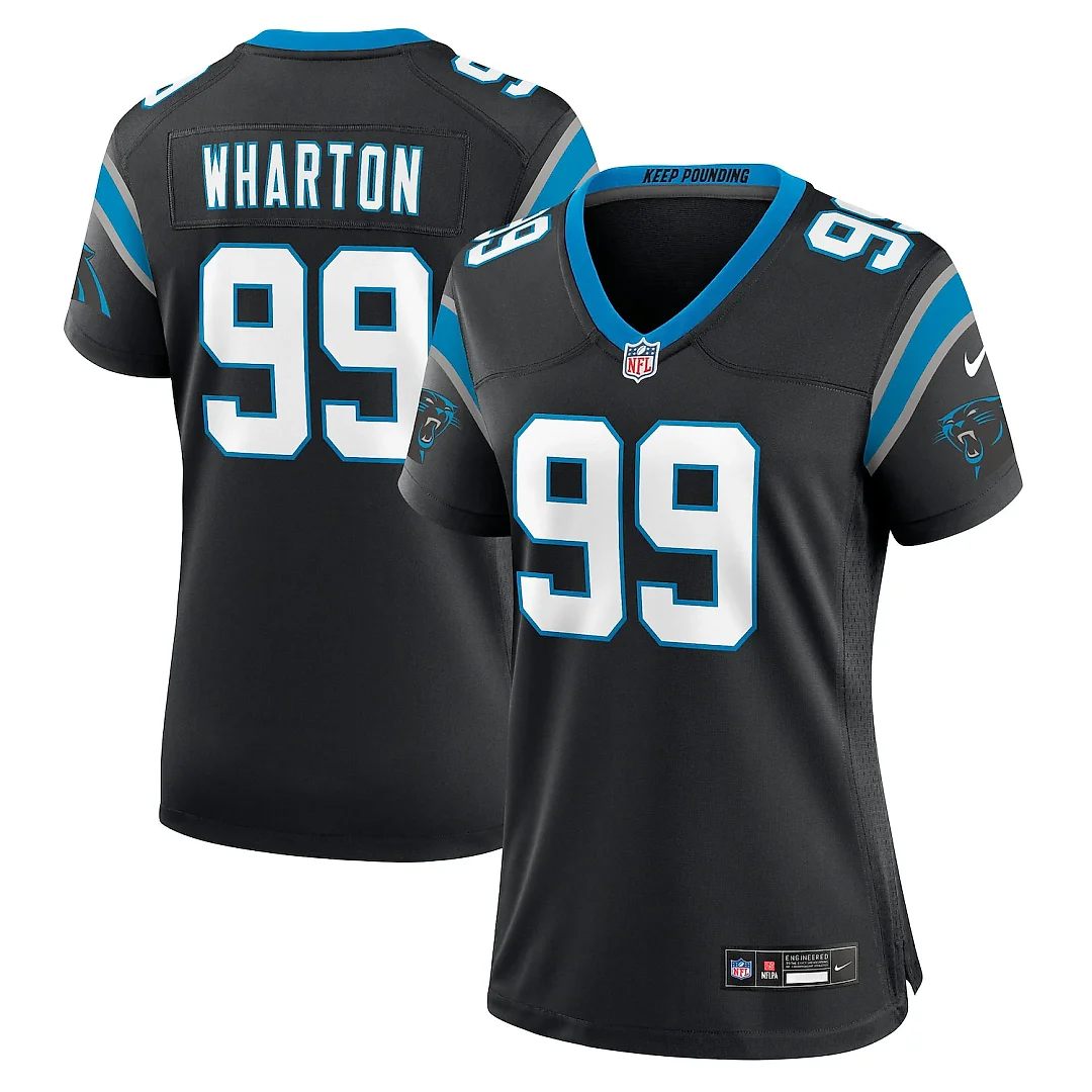 Zennovawear Tershawn Wharton Carolina Panthers Women's Team Game Jersey - Black