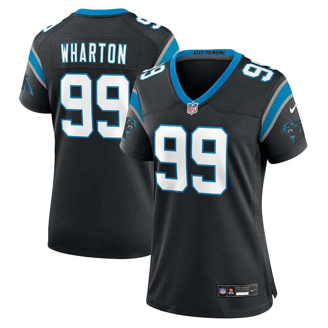 Zennovawear Tershawn Wharton Carolina Panthers Women's Team Game Jersey - Black
