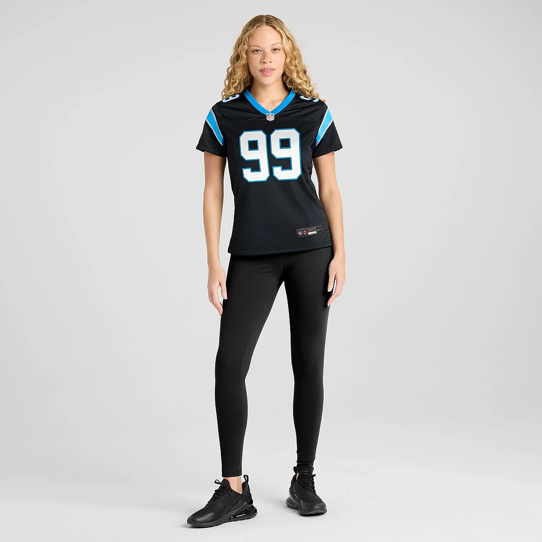 Zennovawear Tershawn Wharton Carolina Panthers Women's Team Game Jersey - Black