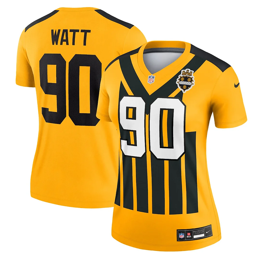 Zennovawear T.J. Watt Pittsburgh Steelers Women's Alternate 1933 Throwback Legend Player Performance Top - Gold