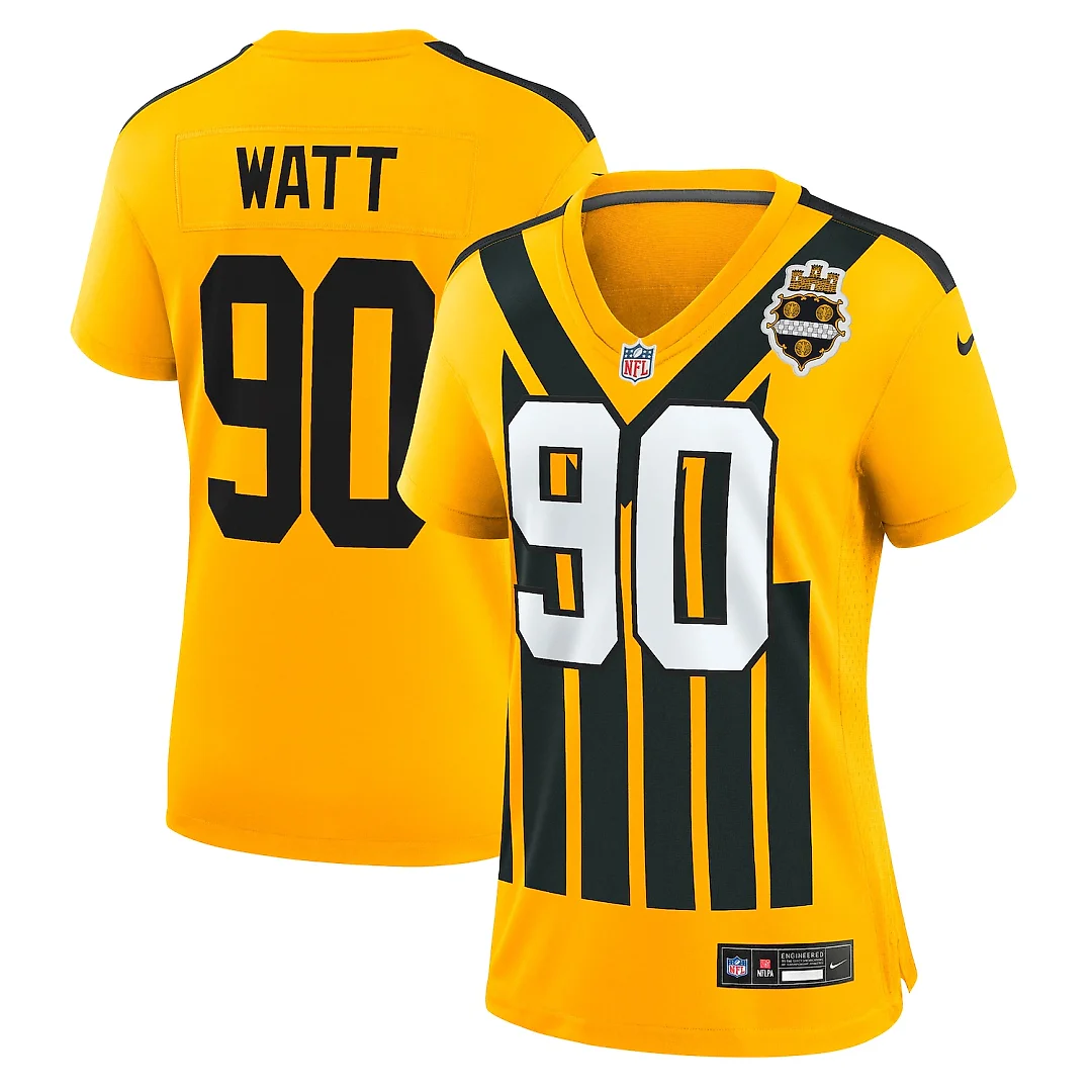 Zennovawear T.J. Watt Pittsburgh Steelers Women's Alternate 1933 Throwback Game Jersey - Gold