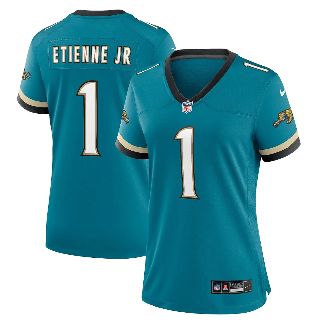 Zennovawear Travis Etienne Jr Jacksonville Jaguars Women's Prowler Throwback Game Jersey - Teal
