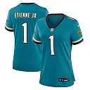 Zennovawear Travis Etienne Jr Jacksonville Jaguars Women's Prowler Throwback Game Jersey - Teal