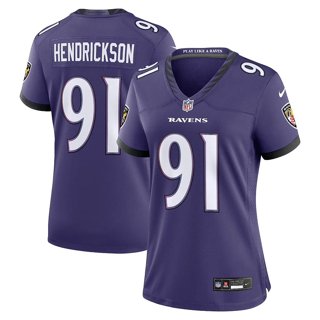 Zennovawear Trey Hendrickson Baltimore Ravens Women's Team Game Jersey - Purple