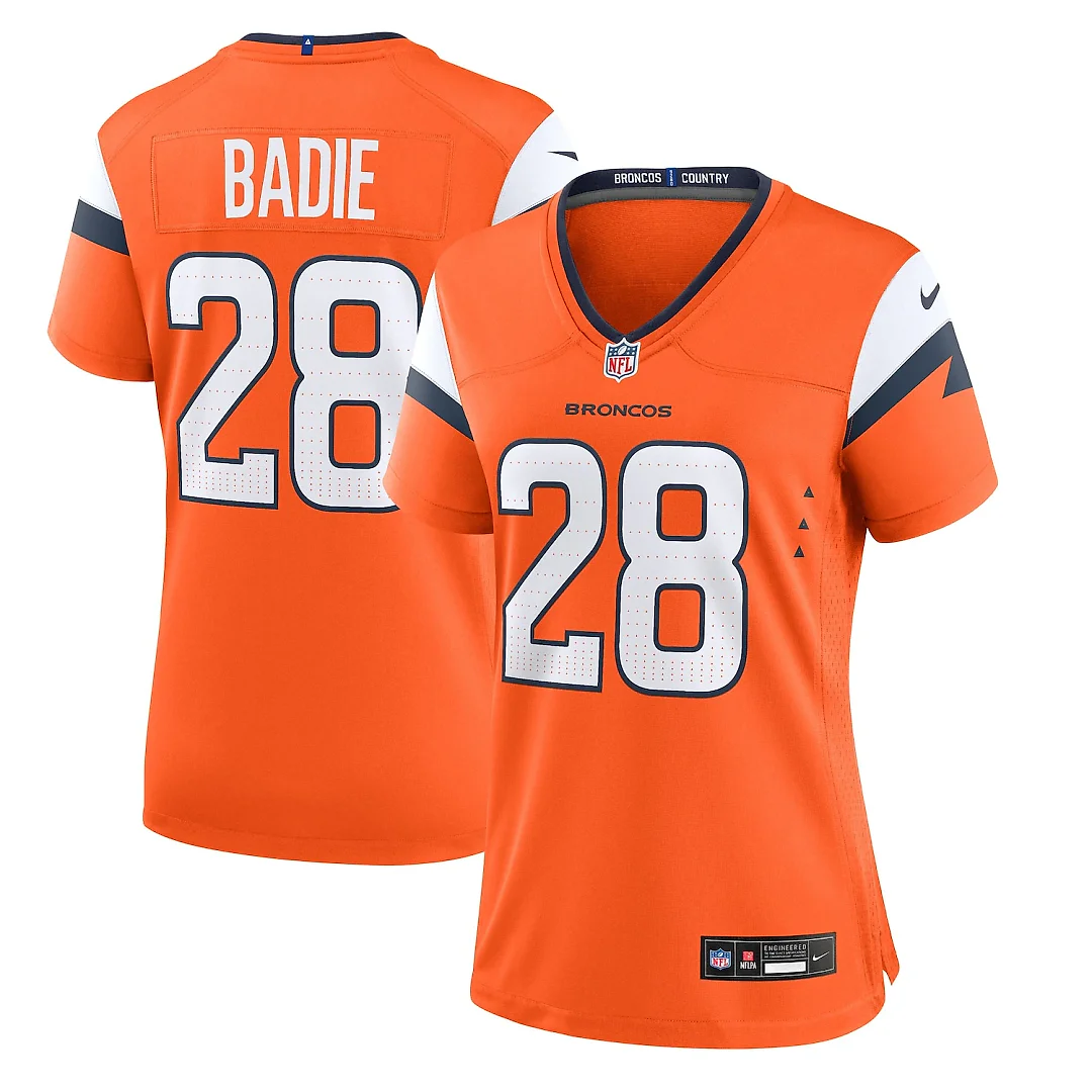 Zennovawear Tyler Badie Denver Broncos Women's Team Game Jersey - Orange