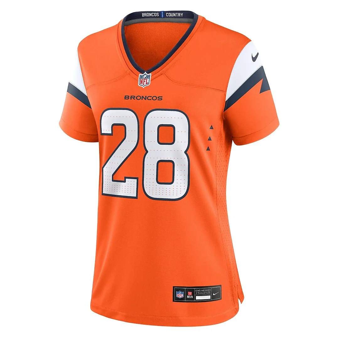 Zennovawear Tyler Badie Denver Broncos Women's Team Game Jersey - Orange